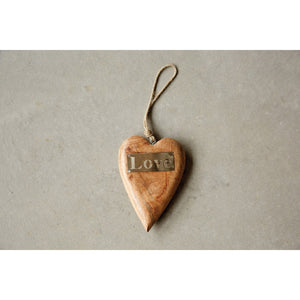 Wood Hanging Heart with Metal 'Love', 8in