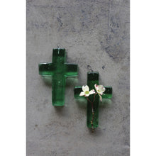 Load image into Gallery viewer, Recycled Glass Hanging Cross, Green, 5.5in
