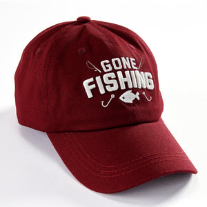 Embroidered Gone Fishing Hat, Red