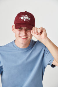 Embroidered Gone Fishing Hat, Red