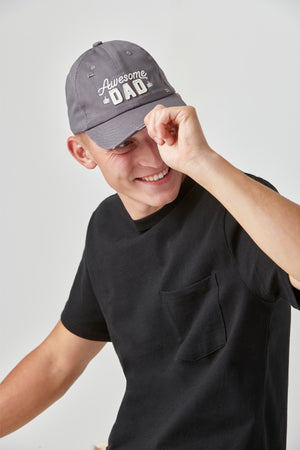 Embroidered Awesome Dad Hat, Grey
