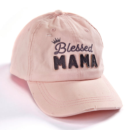 Embroidered Blessed Mama Hat, Blush