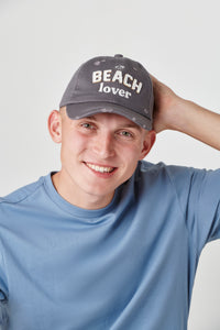 Embroidered Beach Lover Hat, Grey