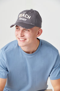 Embroidered Beach Lover Hat, Grey