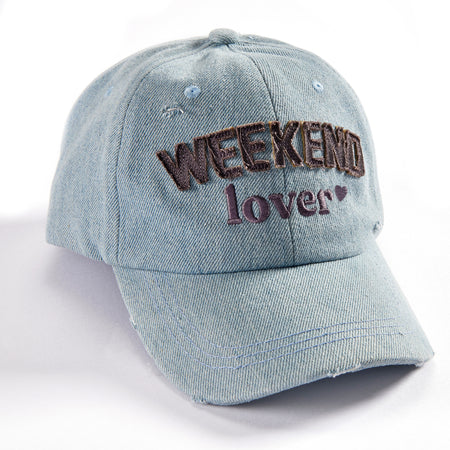 Embroidered Weekend Lover Hat, Blue