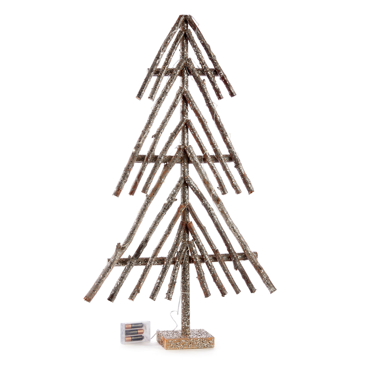 LED Fir Wood Glitter Christmas Tree, 31.5in