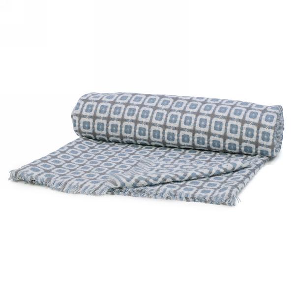 Blue & Grey Weave Textured Throw