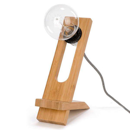 Wood Table Lamp with Adjustable Bulb Placement