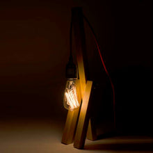 Load image into Gallery viewer, Wood Table Lamp with Hanging Bulb
