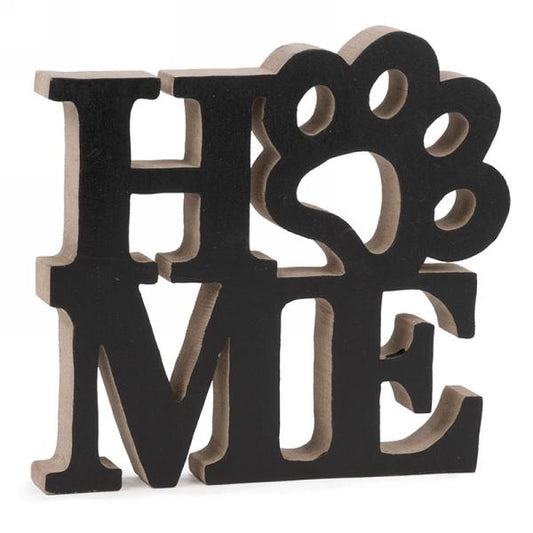 Wood Paw Print 'Home' Decor, Black, 6.5in