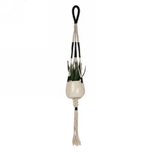 Load image into Gallery viewer, Black &amp; Beige Macrame Plant Hanger, 37in
