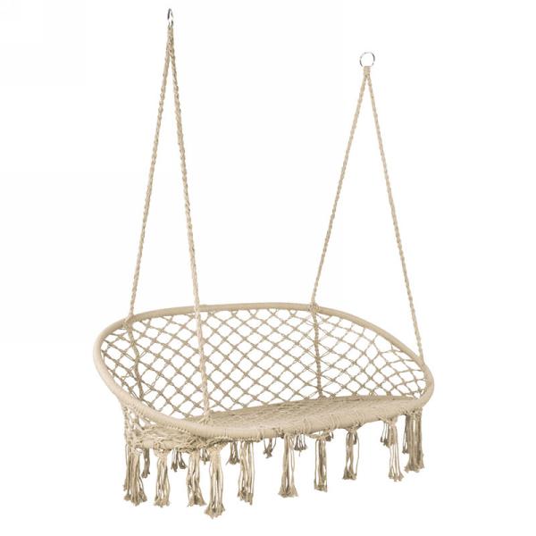 Double Hanging Macrame Chair, Cream