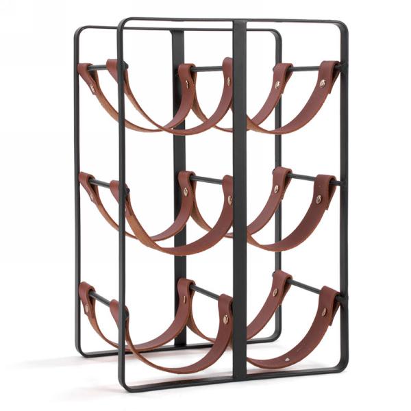 Metal & Leather 6 Bottle Wine Rack