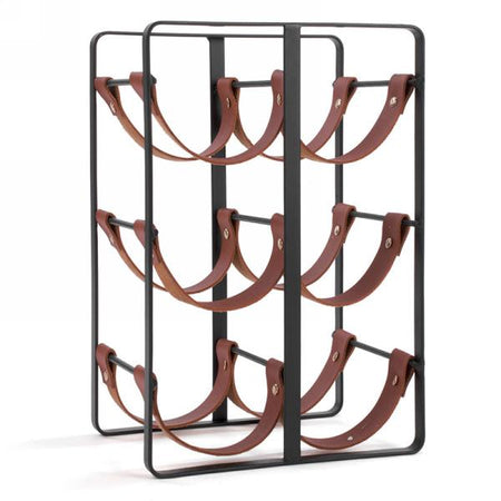 Metal & Leather 6 Bottle Wine Rack