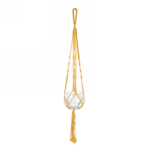 Pot, 6in, Glass, with Yellow Macrame Hanger