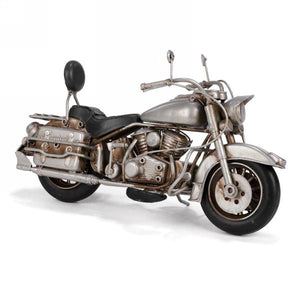Metal Silver & Black Antique Motorcycle Decor