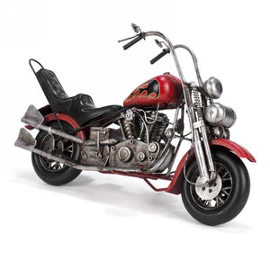 Metal Red & Black Antique Motorcycle Decor