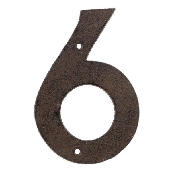 Brown Metal House Number, 6