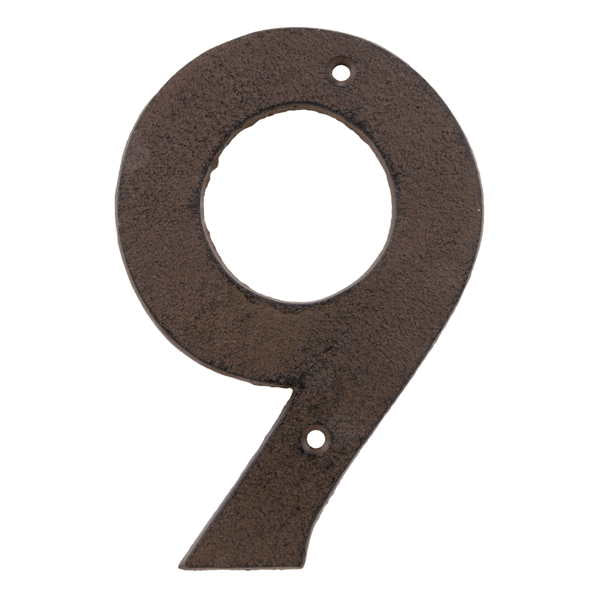 Brown Metal House Number, 9