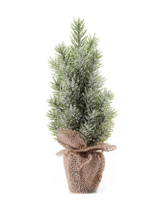 Mini Potted Faux Pine Tree with Burlap Wrapping