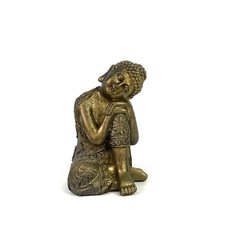 Polyresin Resting Buddha Statue, 2Tone Gold, 6.5in
