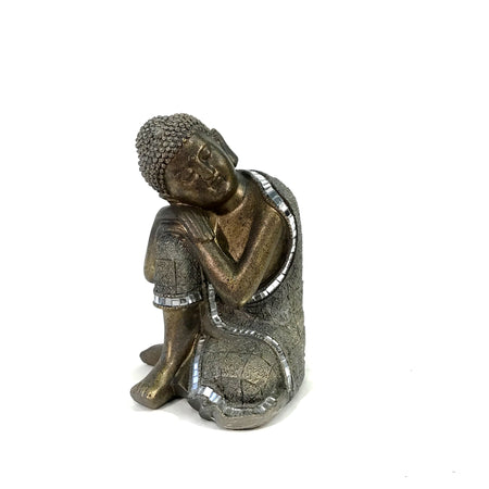 Polyresin Resting Buddha Statue, Gold, 6.5in