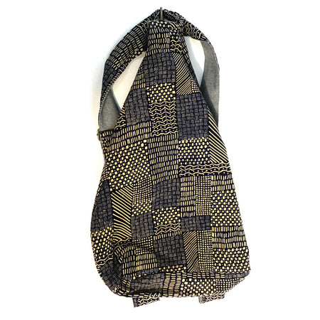 Patchwork Lines Pattern Backpack, Blue