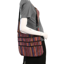 Load image into Gallery viewer, Multicolour Striped 3-Zip Sling Bag
