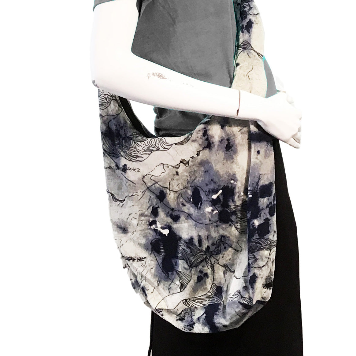 Batik Pattern 2-Pocket Sling Bag, Blue