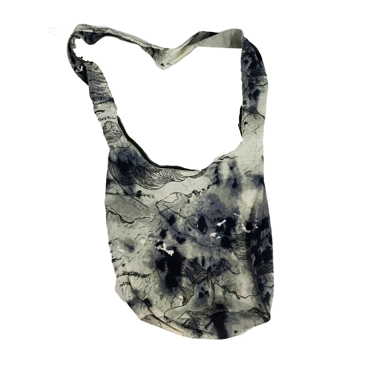 Batik Pattern 2-Pocket Sling Bag, Blue