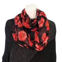 Load image into Gallery viewer, Ladies Fashion Infinity Scarf, Poppy Print, 6 Asst
