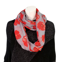 Load image into Gallery viewer, Ladies Fashion Infinity Scarf, Poppy Print, 6 Asst
