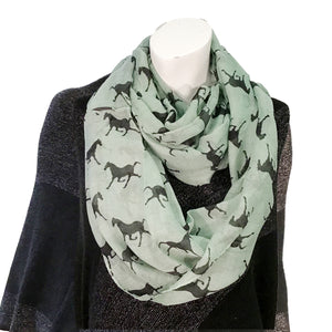 Ladies Fashion Infinity Scarf, Horse Print