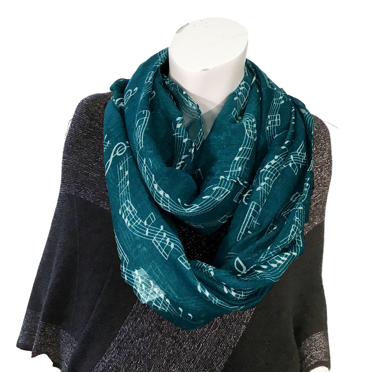Ladies Fashion Infinity Scarf, Musical Note Print