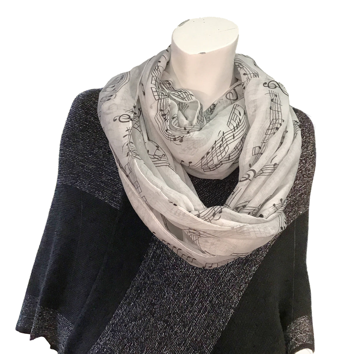 Ladies Fashion Infinity Scarf, Musical Note Print