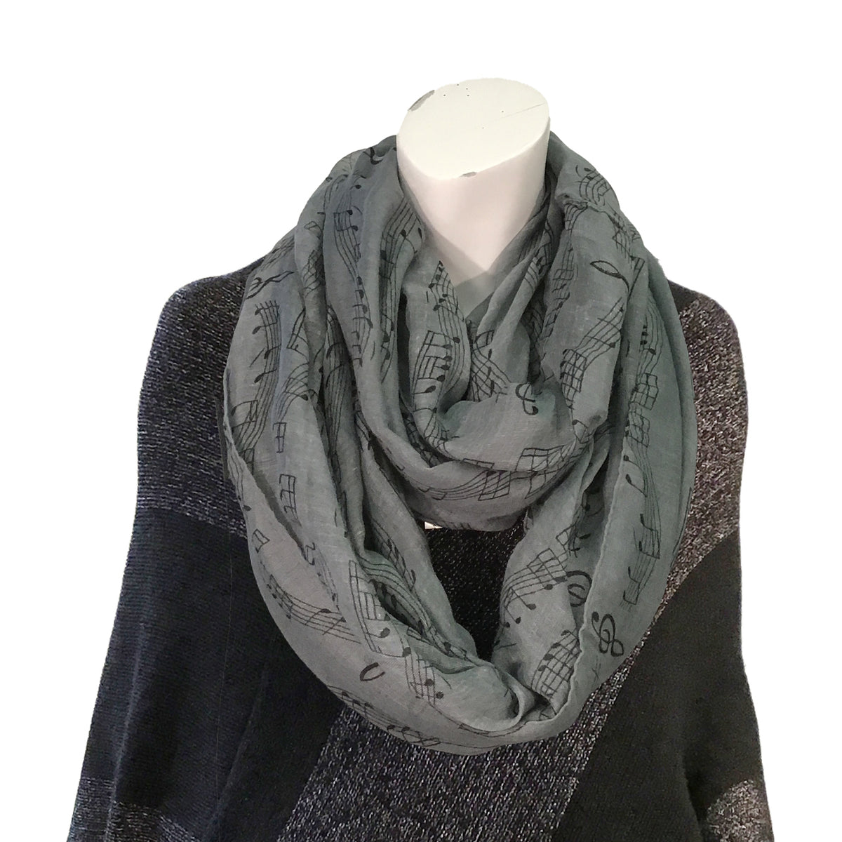 Ladies Fashion Infinity Scarf, Musical Note Print