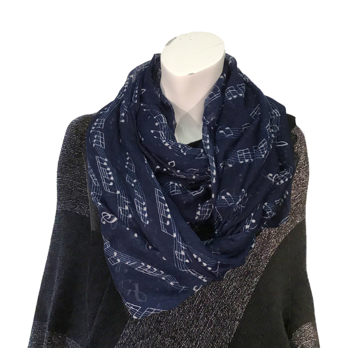Ladies Fashion Infinity Scarf, Musical Note Print
