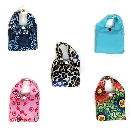 Nylon Fold-Up Bag w/ Handle, 15in x 14in, Assorted