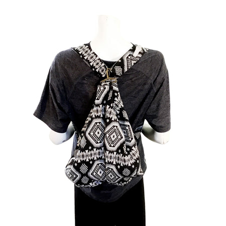 Aztec Pattern Backpack, Black & White