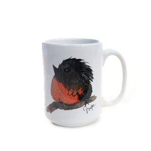 Inga Bird Series Ceramic Mug, Black/Orange