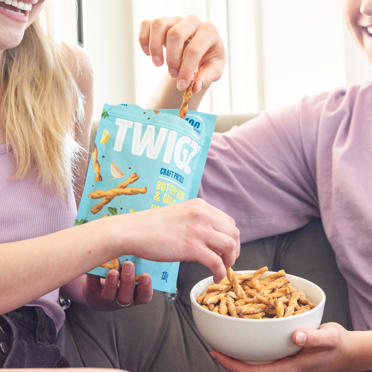Twigz Pretzels, Buttery Herb & Garlic, 130g