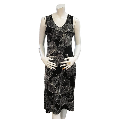 Stella Flower Print Sleeveless Midi Dress, Black