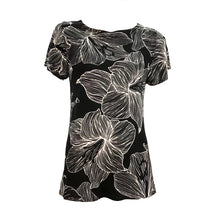Load image into Gallery viewer, Holly Flower Print Boat Neck Top, Black
