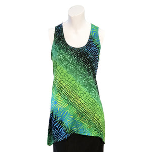 Kira Animal Print Asymmetrical Hem Tank Top, Green