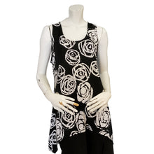 Load image into Gallery viewer, Kira Roses Print Asymmetrical Hem Tank Top, Black
