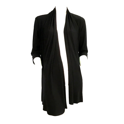 Valeria Long Sleeved Long A-Line Jacket, Black