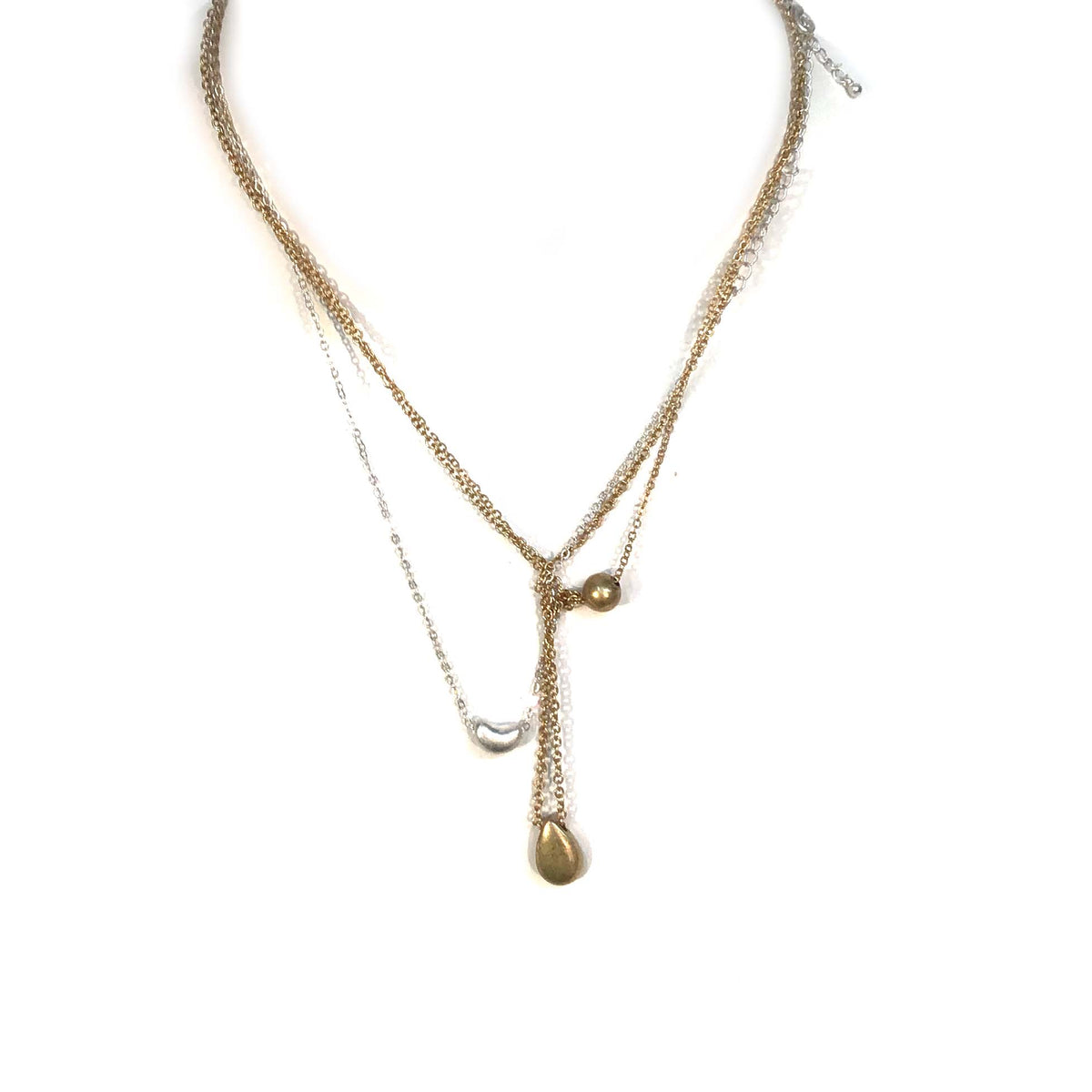 Hanna 3-Piece Two Tone Ball/Teardrop Necklace Set
