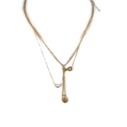 Hanna 3-Piece Two Tone Ball/Teardrop Necklace Set