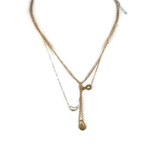 Hanna 3-Piece Two Tone Ball/Teardrop Necklace Set