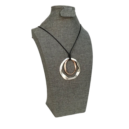Twisted Circles Pendant Necklace, Rose Gold/Silver